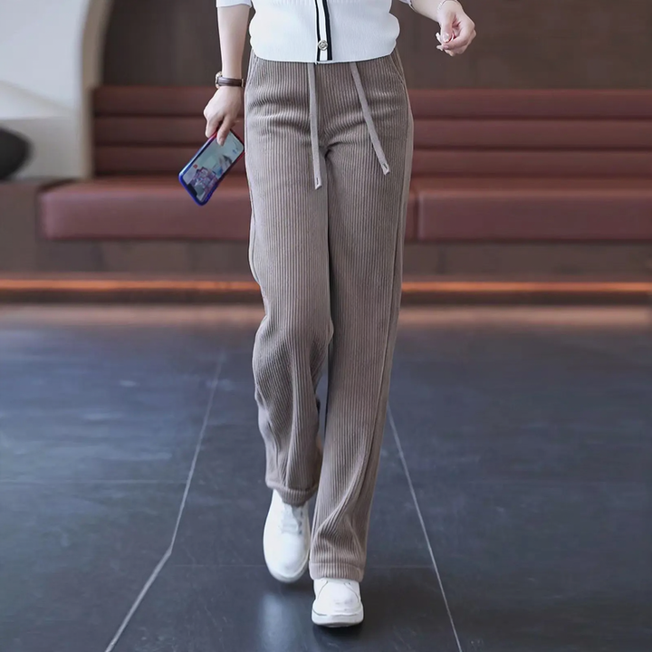 Women's corduroy pants, lined, straight cut