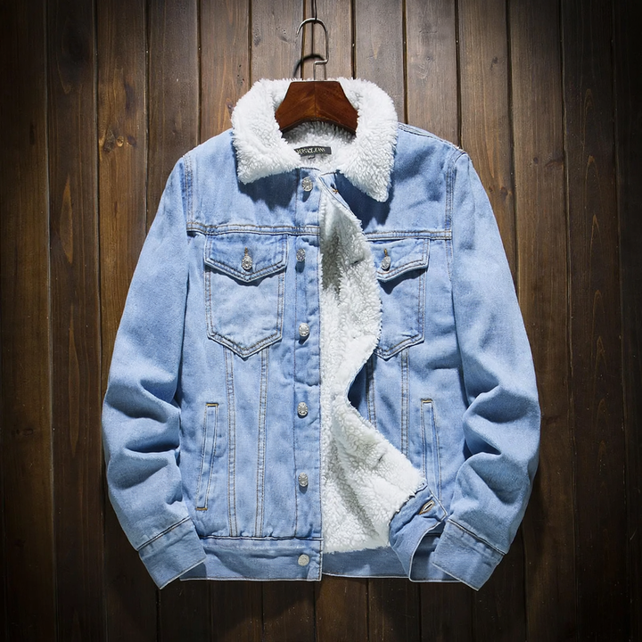 Men's denim jacket with lamb fleece lining