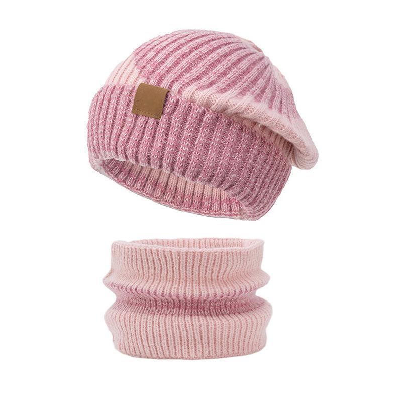 Women's Knit Beanie and Scarf Set, Lined, Two-Tone