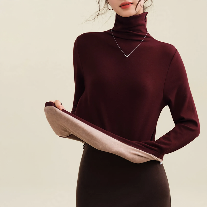 Women's Wool-Silk Sweater, lined, with stand-up collar