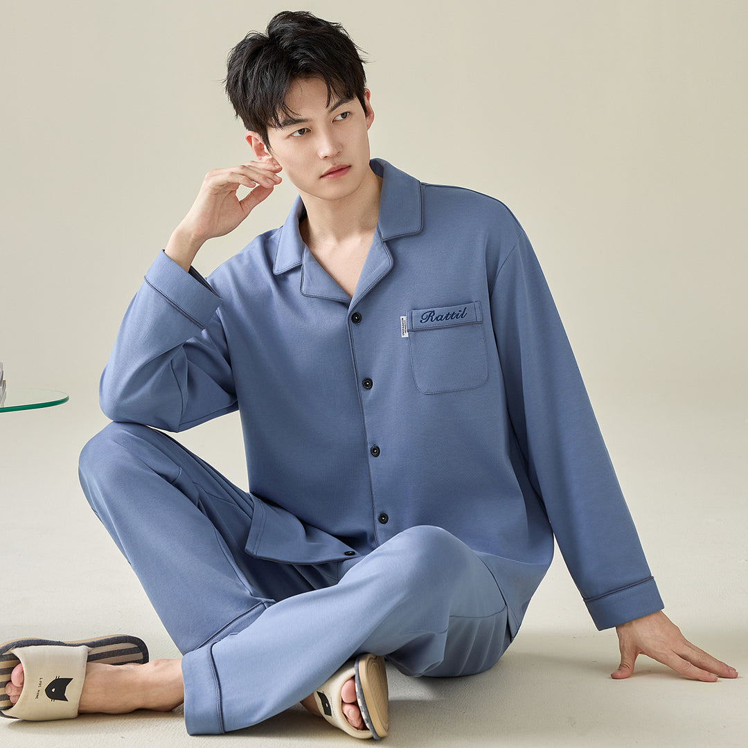 Men's cotton pajamas, casual fit, plus sizes