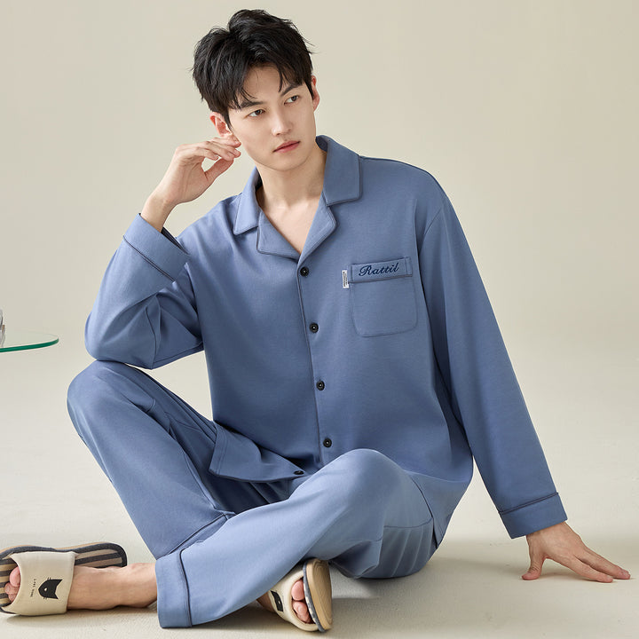 Men's cotton pajamas, casual fit, plus sizes