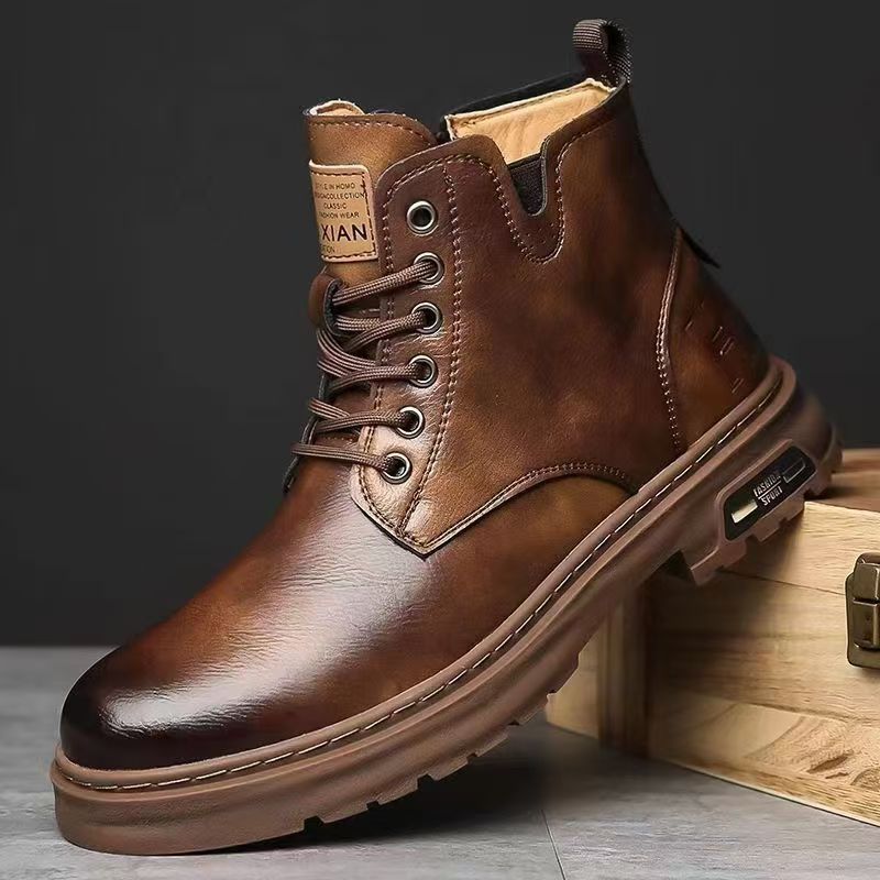 Men's boots, lightweight, vintage style, lace-up boots