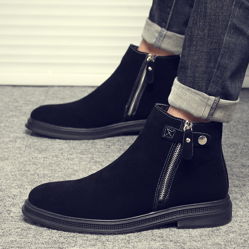 Men's Chelsea boots, suede look, lined