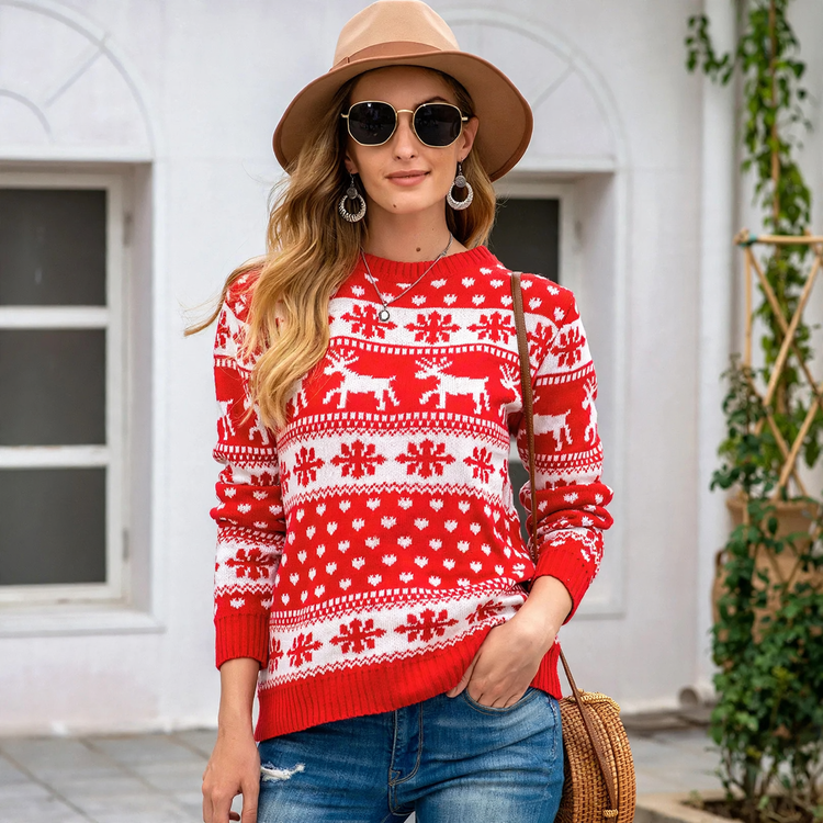 Women's knit sweater with 3D effect pattern