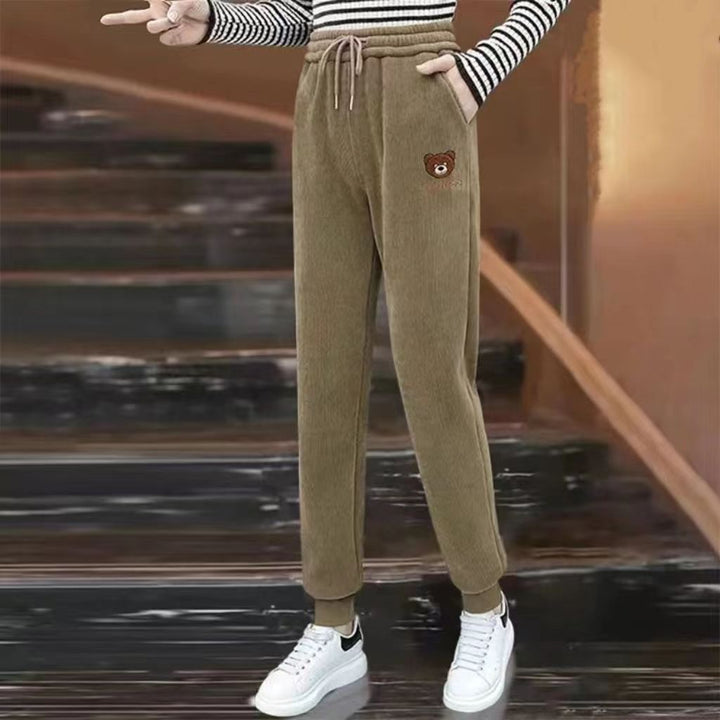Lined corduroy leisure pants for women