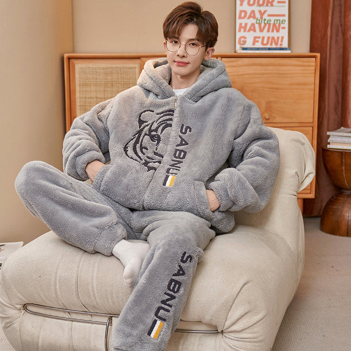 Warmer men's pajamas made of flannel, lined