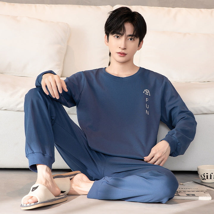 Men's Pajama Set, Crew Neck, Long Sleeve, Lightweight