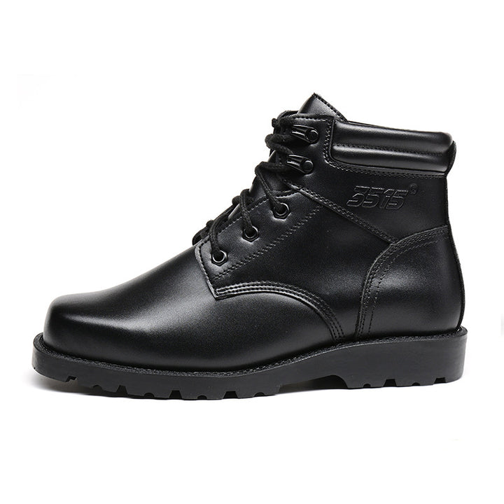 Men's winter boots made of genuine leather with lambskin lining