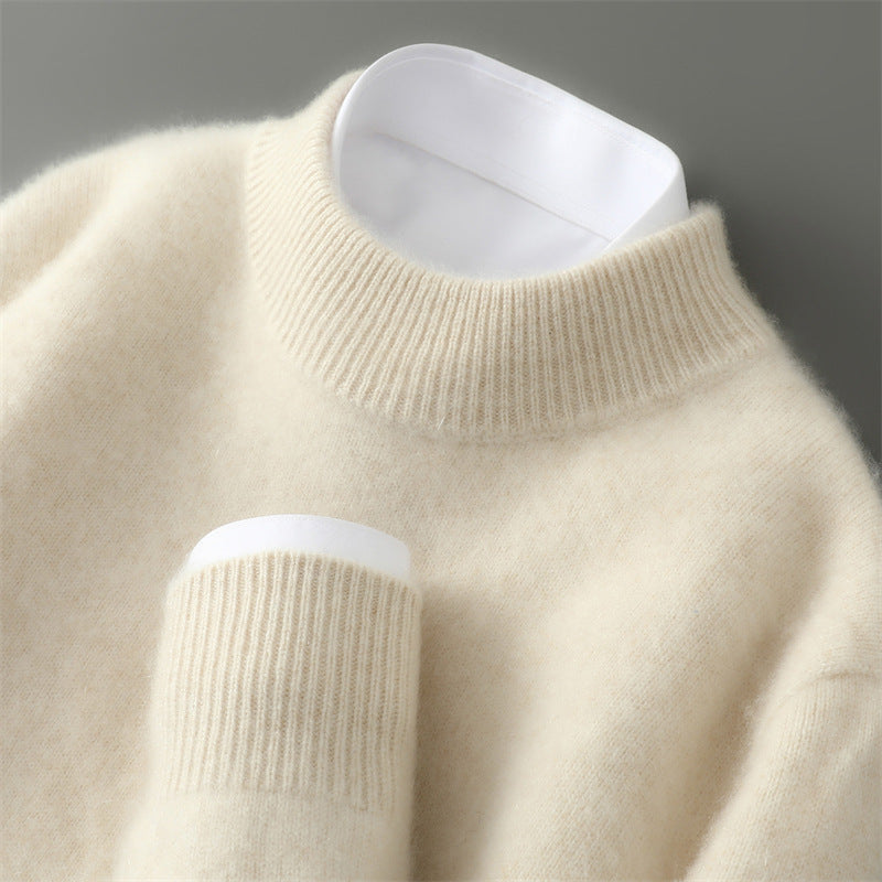Men's wool sweater with stand-up collar