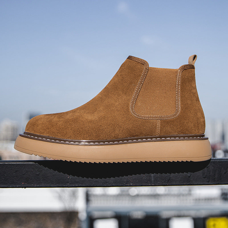 Men's leather boots, suede look, vintage style