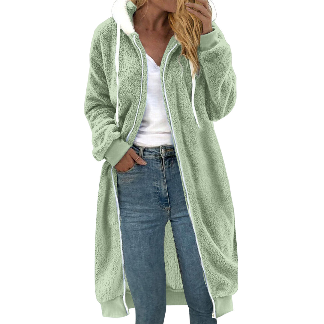 Women's Reversible Coat made of Faux Fur with Hood