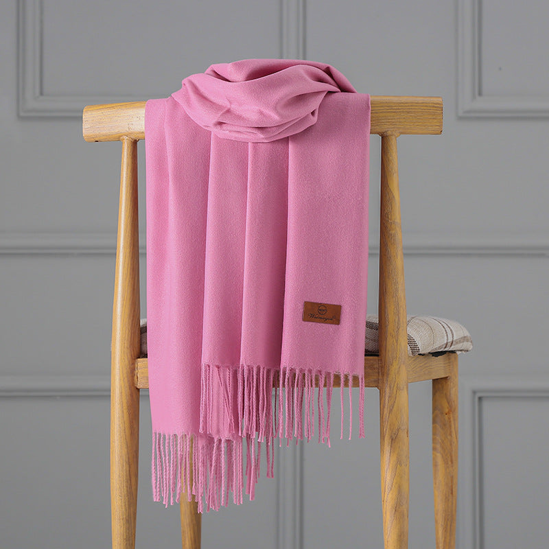 Cashmere scarf with fringes, 70x200 cm, thickened
