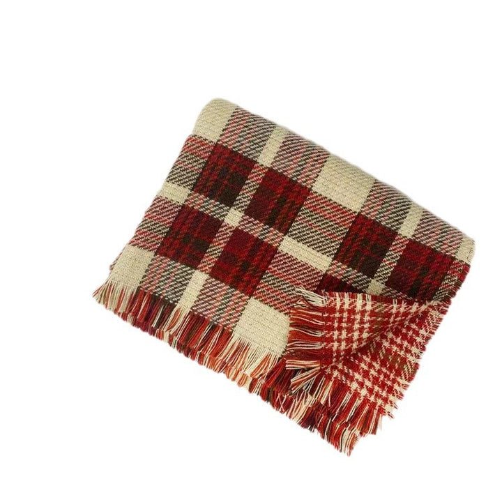 Double-sided checkered scarf, 55x190 cm