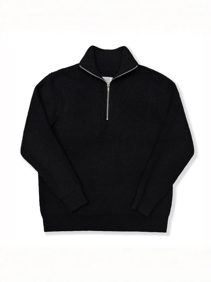 Unisex knitted pullover with zipper, cotton blend