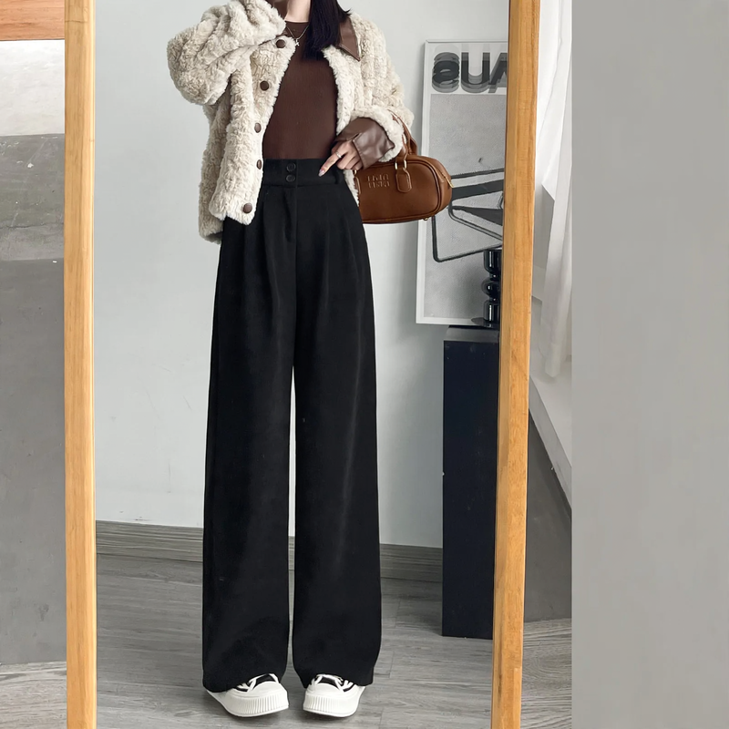Women's corduroy pants in business style, lined