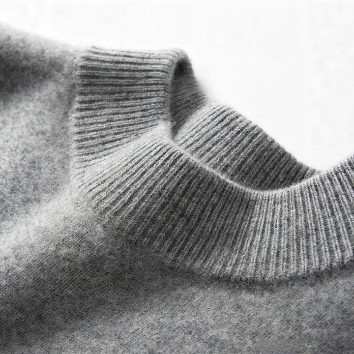 Men's cashmere sweater, stand-up collar, solid color
