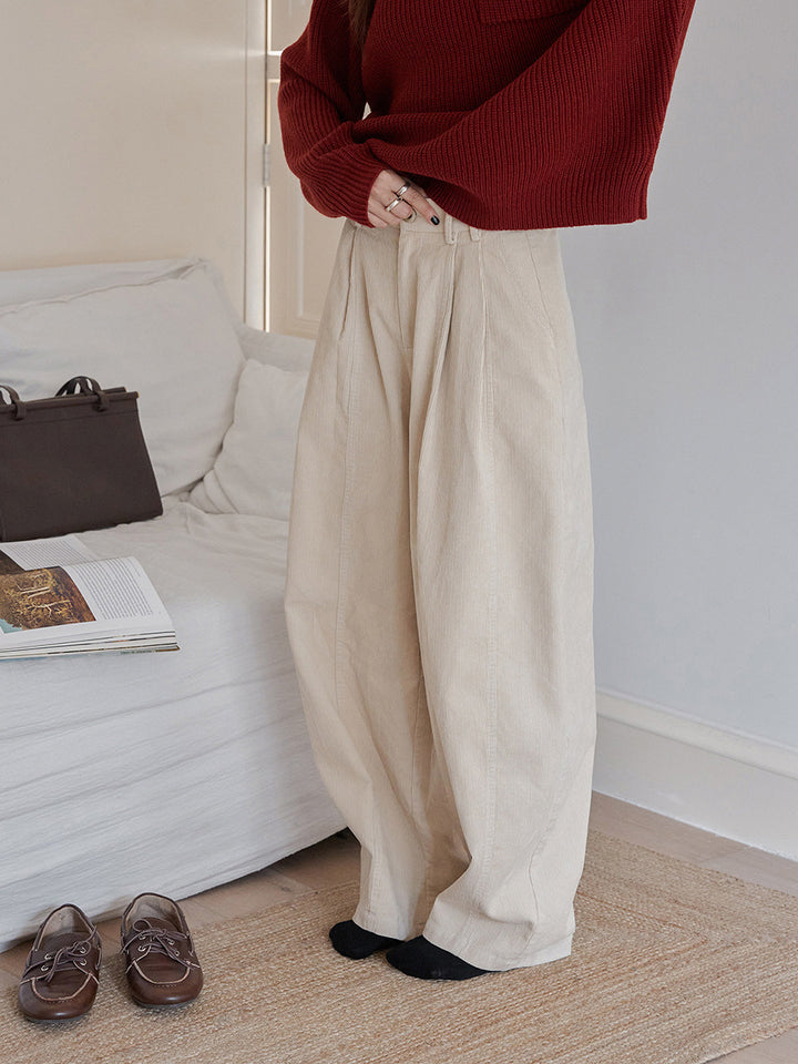 Retro-cord trousers, loose fit, women's