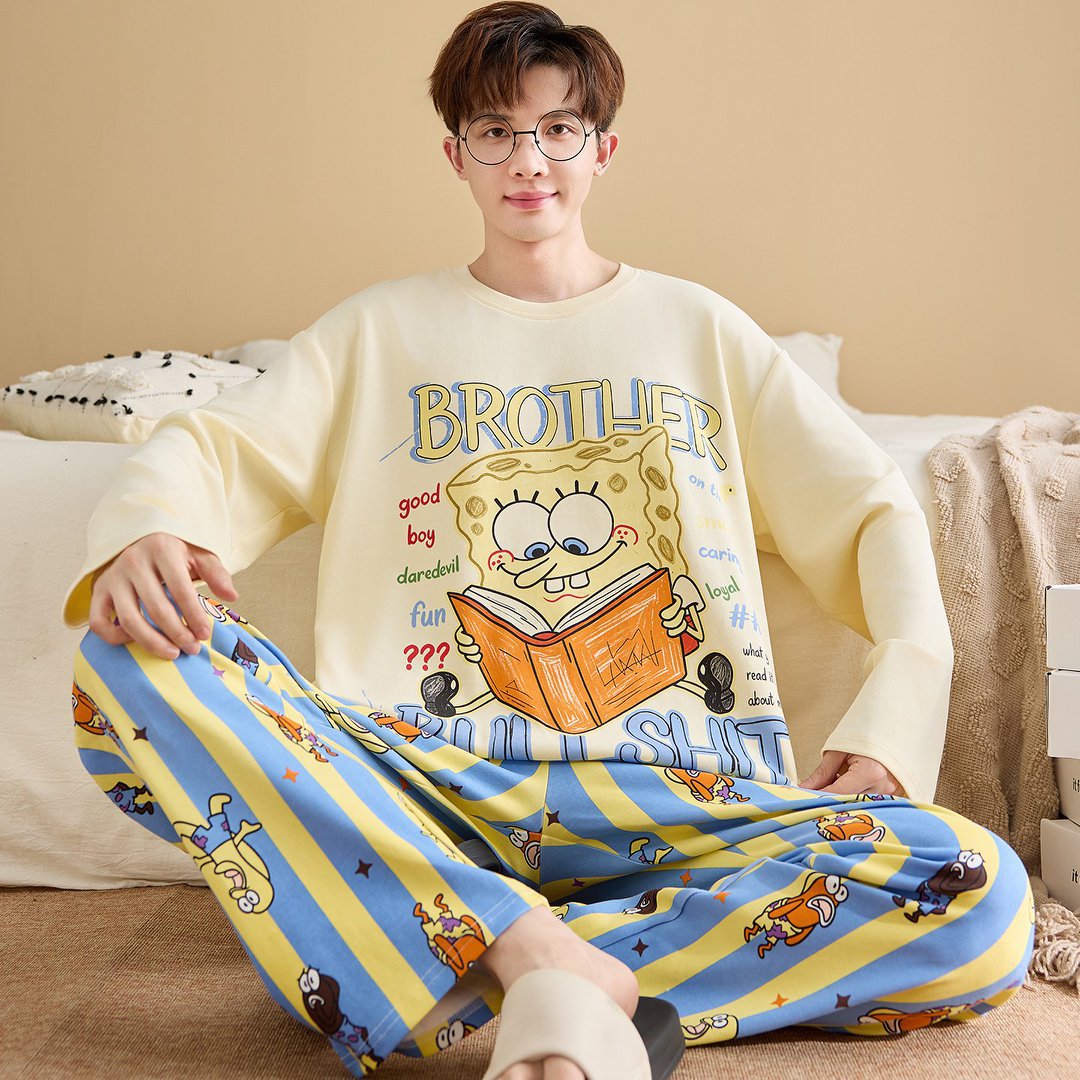 Men's Pajama Set, Cotton, Long Sleeve, Plus Size