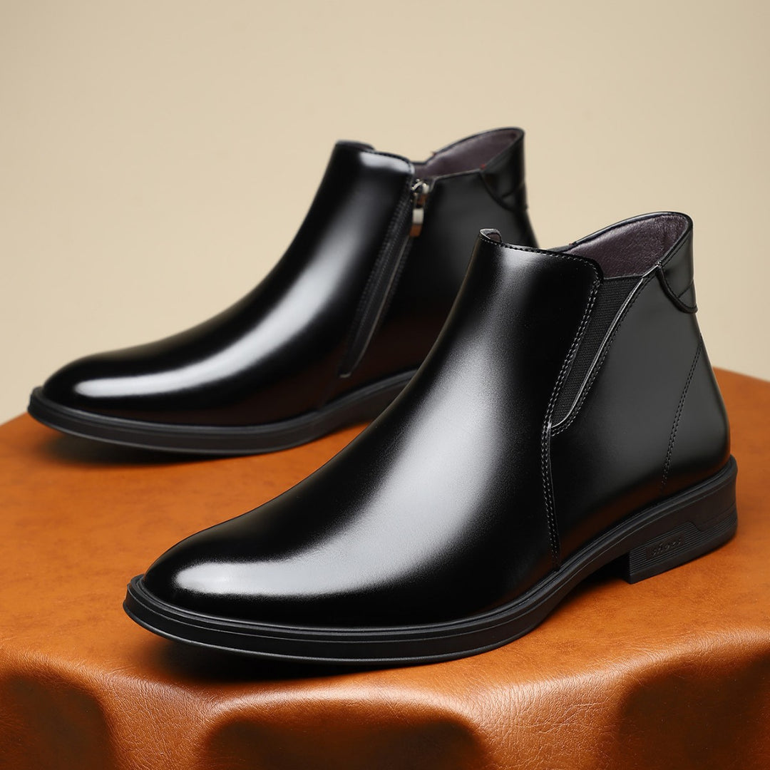 Men's Chelsea boots, pointed toe, block heel
