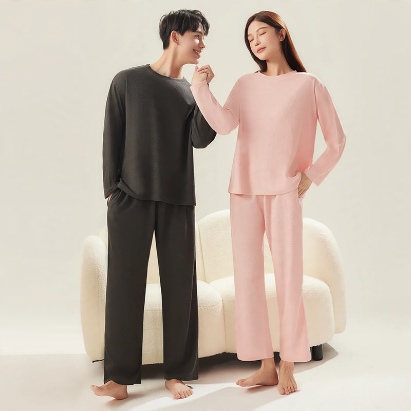 Waffle pique house suit for couples, long