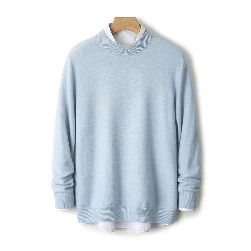 Men's wool sweater, thick, with stand-up collar
