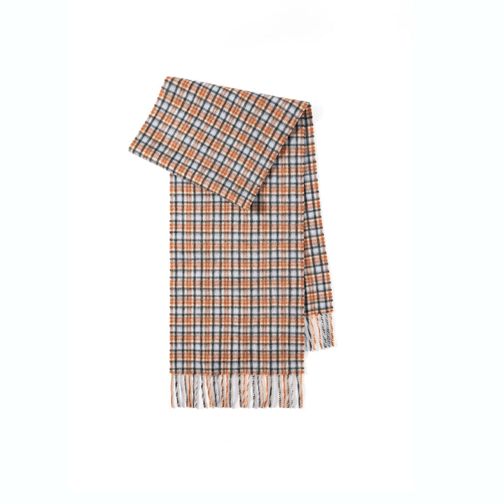 British wool scarf with fringes, checkered