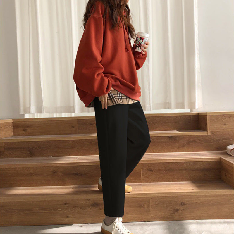 Cord pants with high waistband, wide cut, women