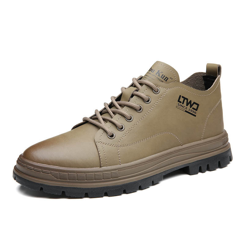 Men's Chelsea boots made of leather, slip-resistant, flat heel
