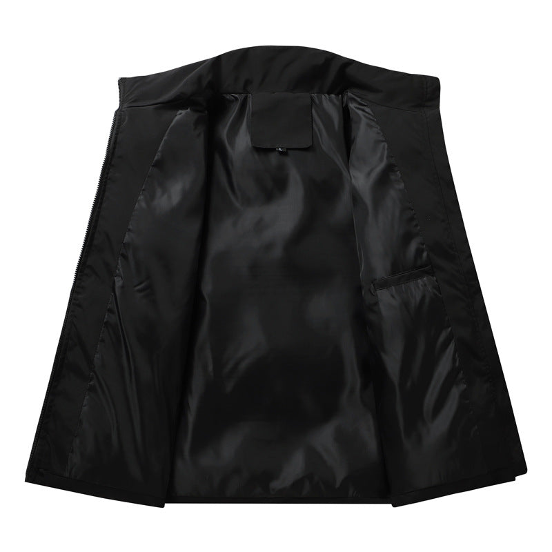 Loose unisex quilted jacket with stand-up collar