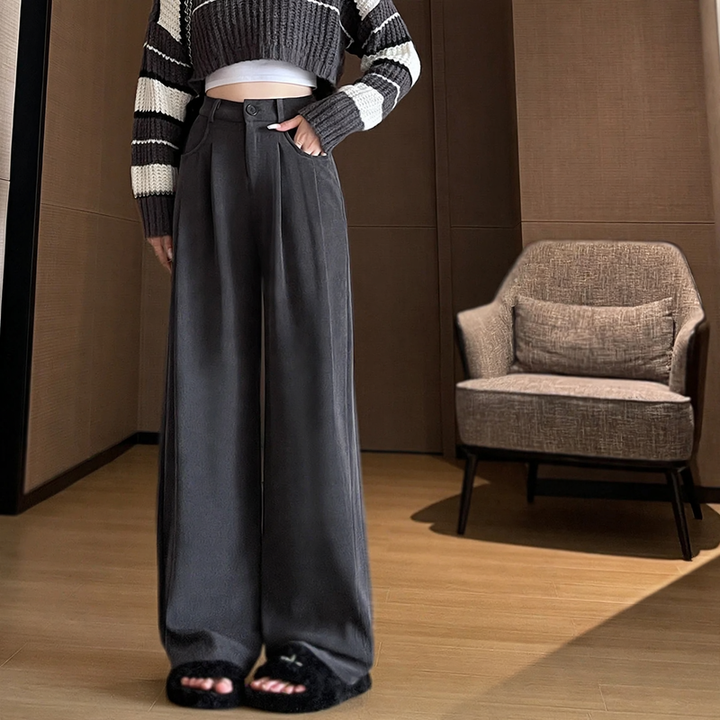 Women’s corduroy trousers, straight cut, lined, for autumn/spring