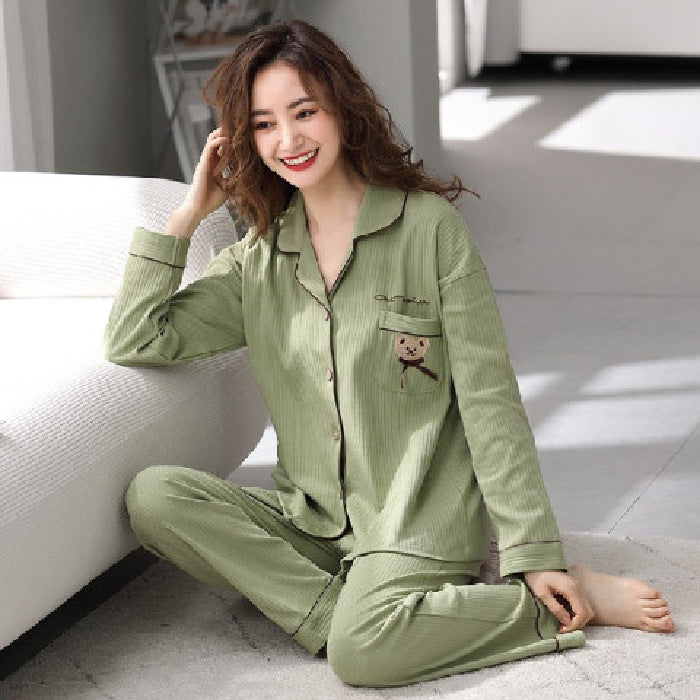 Women's Pajama Set, ribbed, with collar