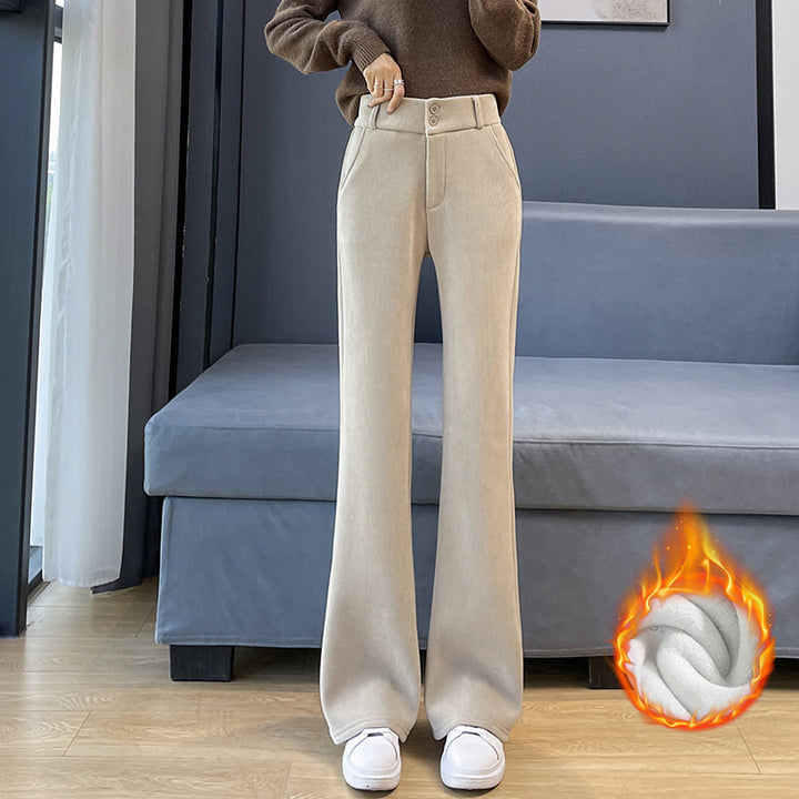 Women’s corduroy pants with a slight flare, lined