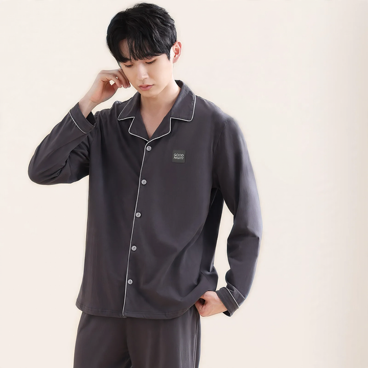 Men's tracksuit, 100% cotton, long-sleeved, breathable