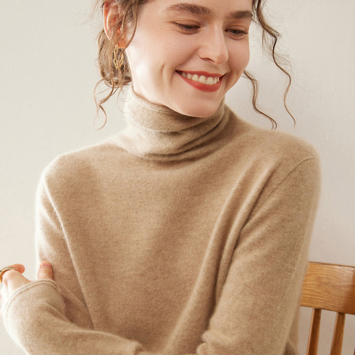 Soft cashmere sweater with stand-up collar