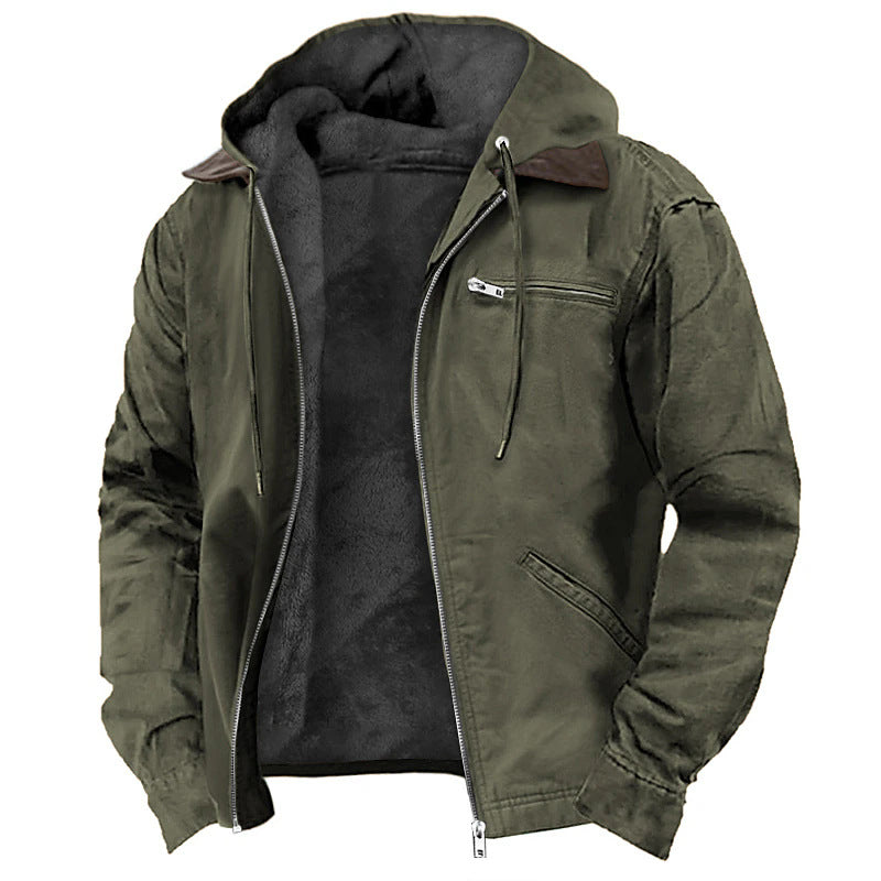 Men's hooded jacket, padded, with zip pockets