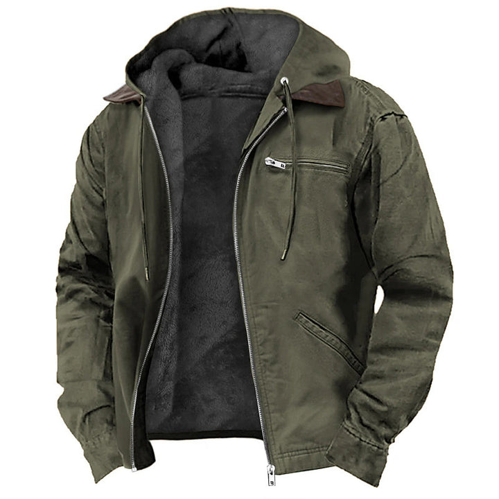Men's hooded jacket, padded, with zip pockets