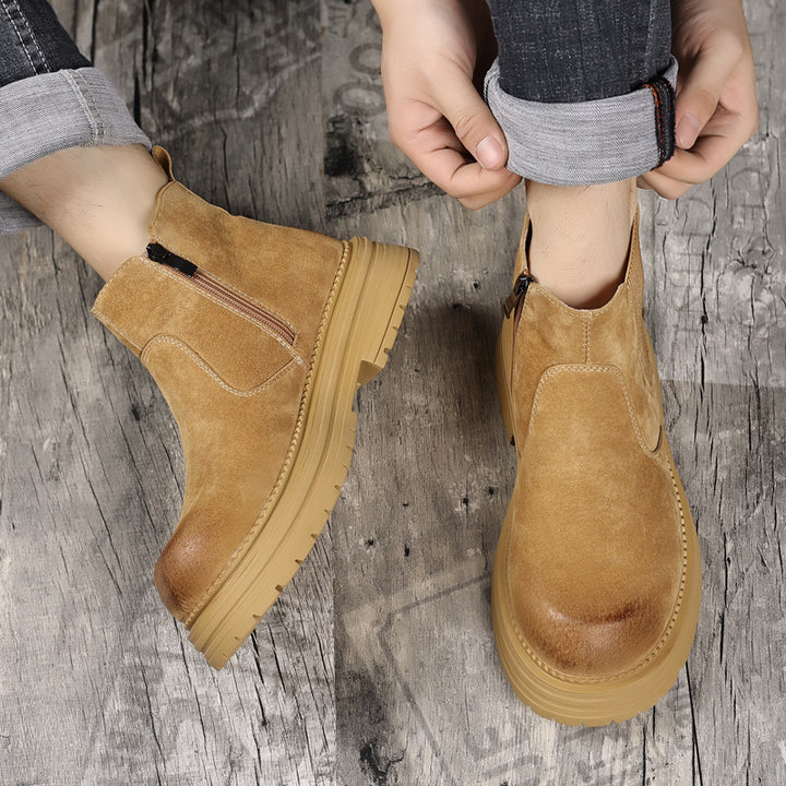 Men's leather Chelsea boots in vintage style