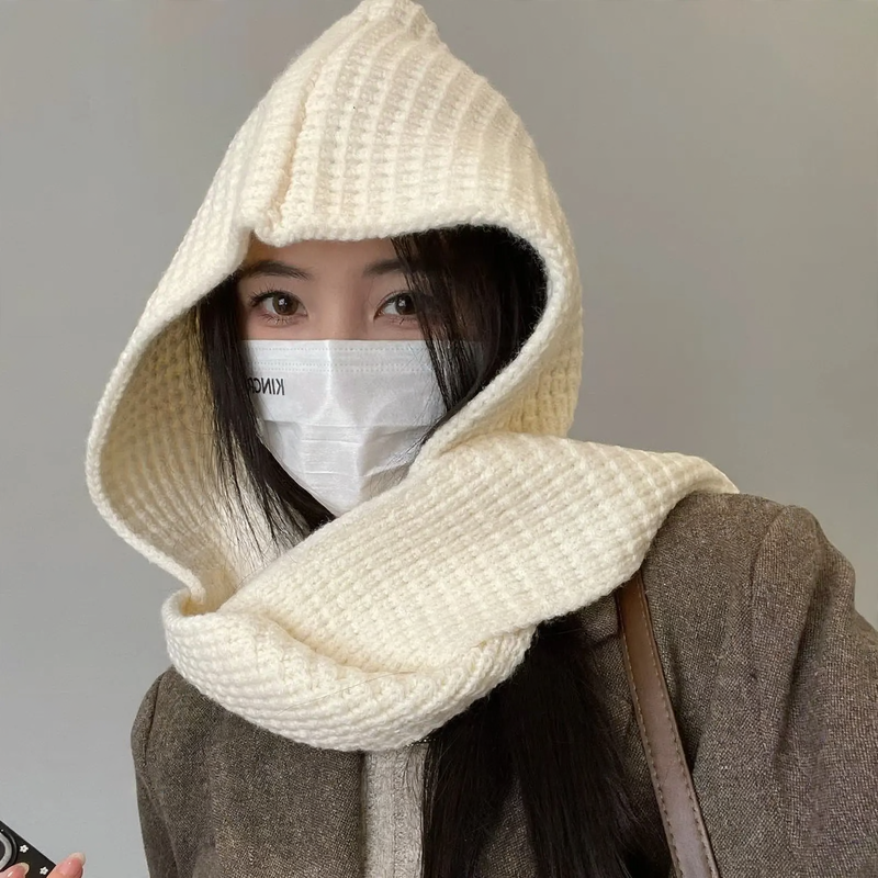 Hooded scarf combination, knit set