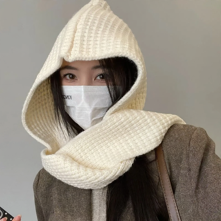 Hooded scarf combination, knit set