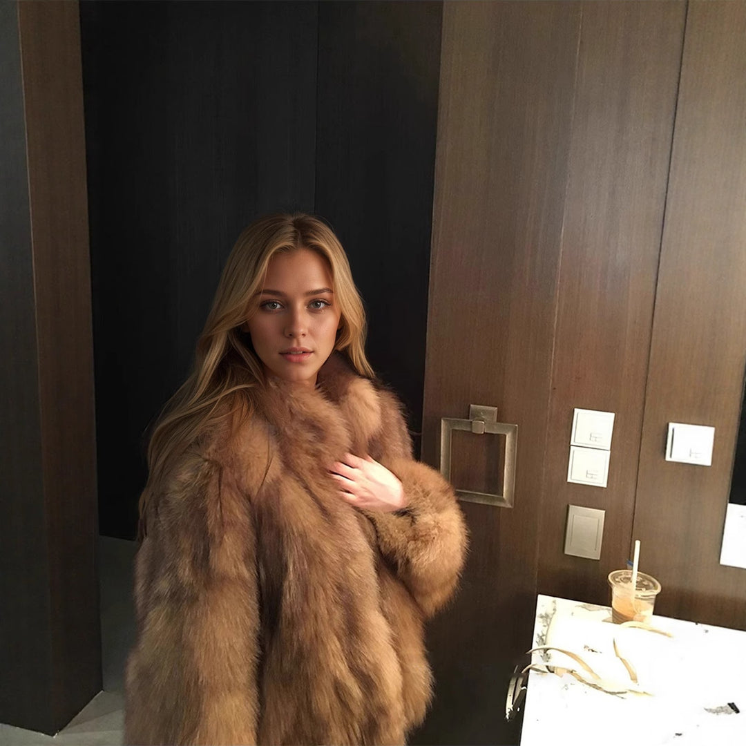 Figure-hugging faux fur coat with gradient