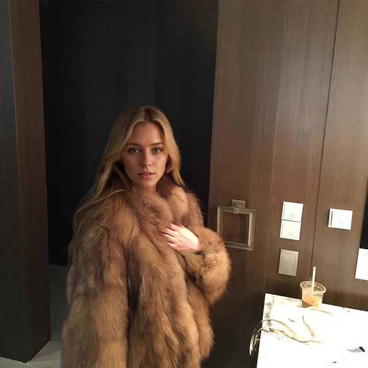 Figure-hugging faux fur coat with gradient