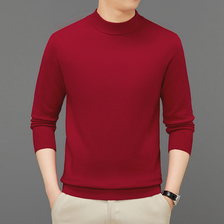 Men's knitted sweater with stand-up collar
