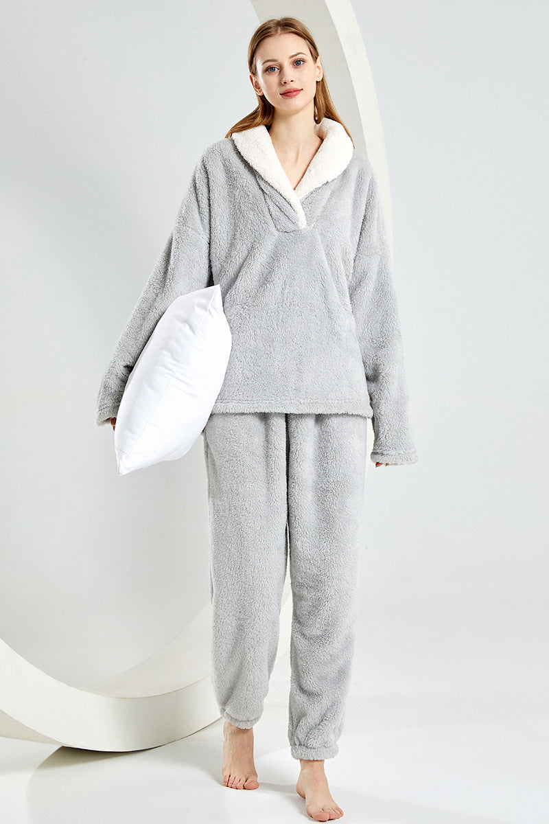 Soft Plush Pajama Set for Couples, Long Sleeve, Winter