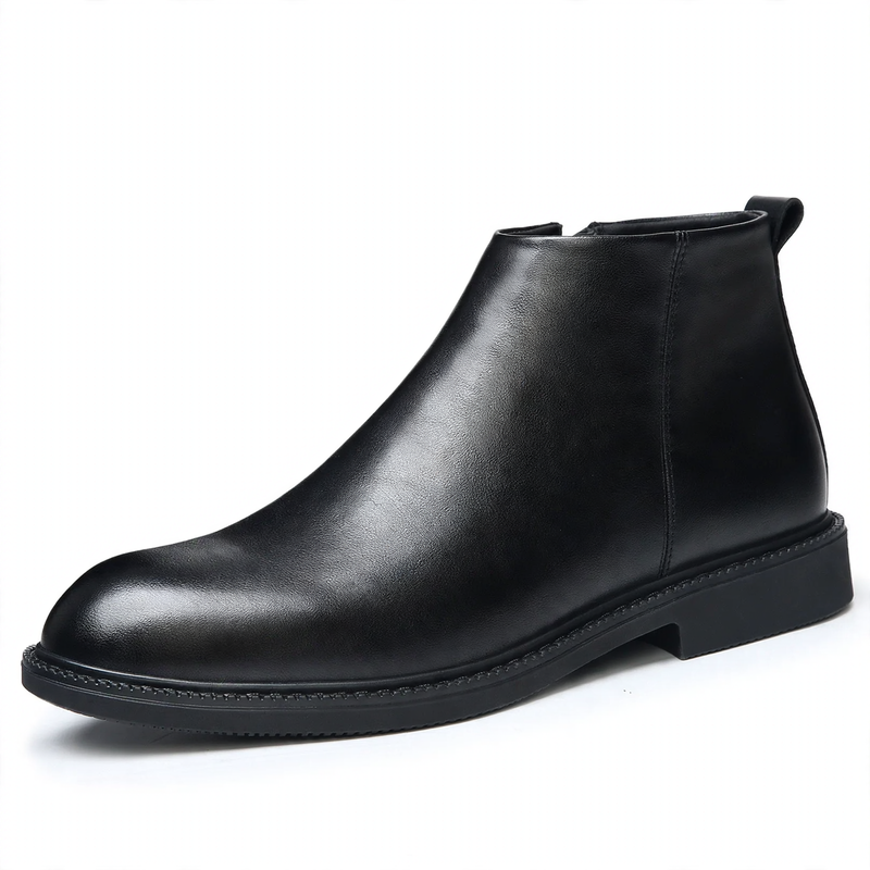 Padded men's leather boots, lace-up ankle boots