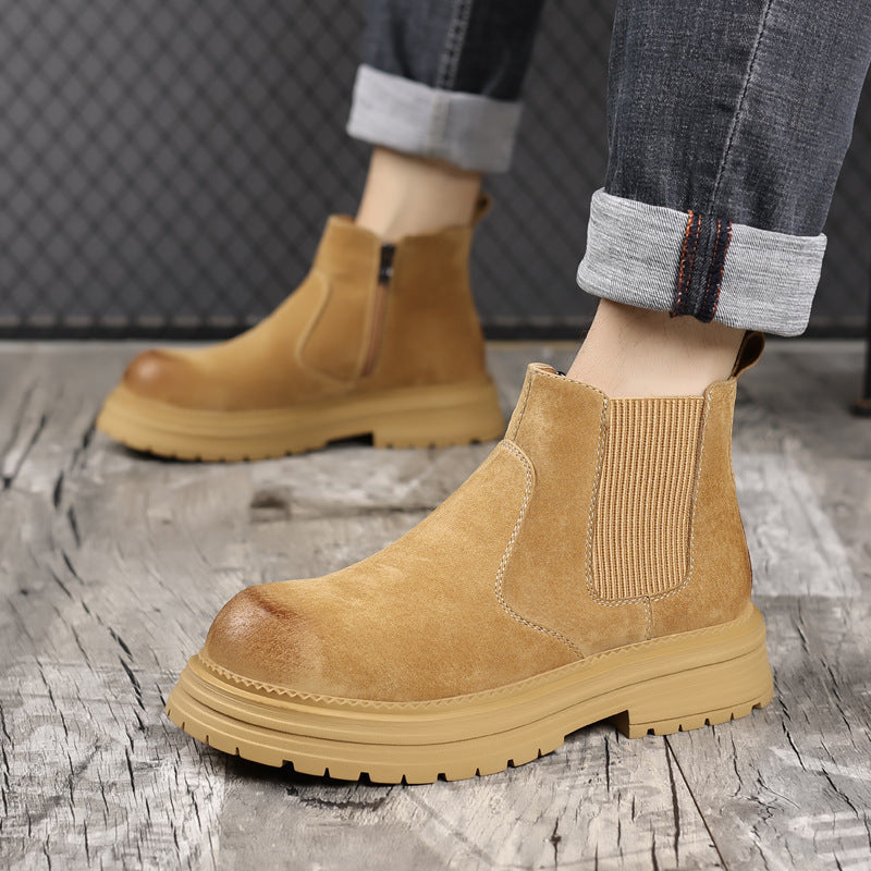 Men's leather Chelsea boots in vintage style