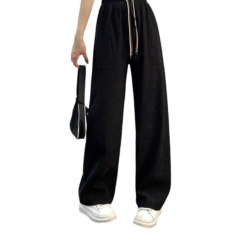Fine cord wide trousers for women, high waistband
