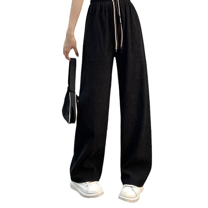 Fine cord wide trousers for women, high waistband
