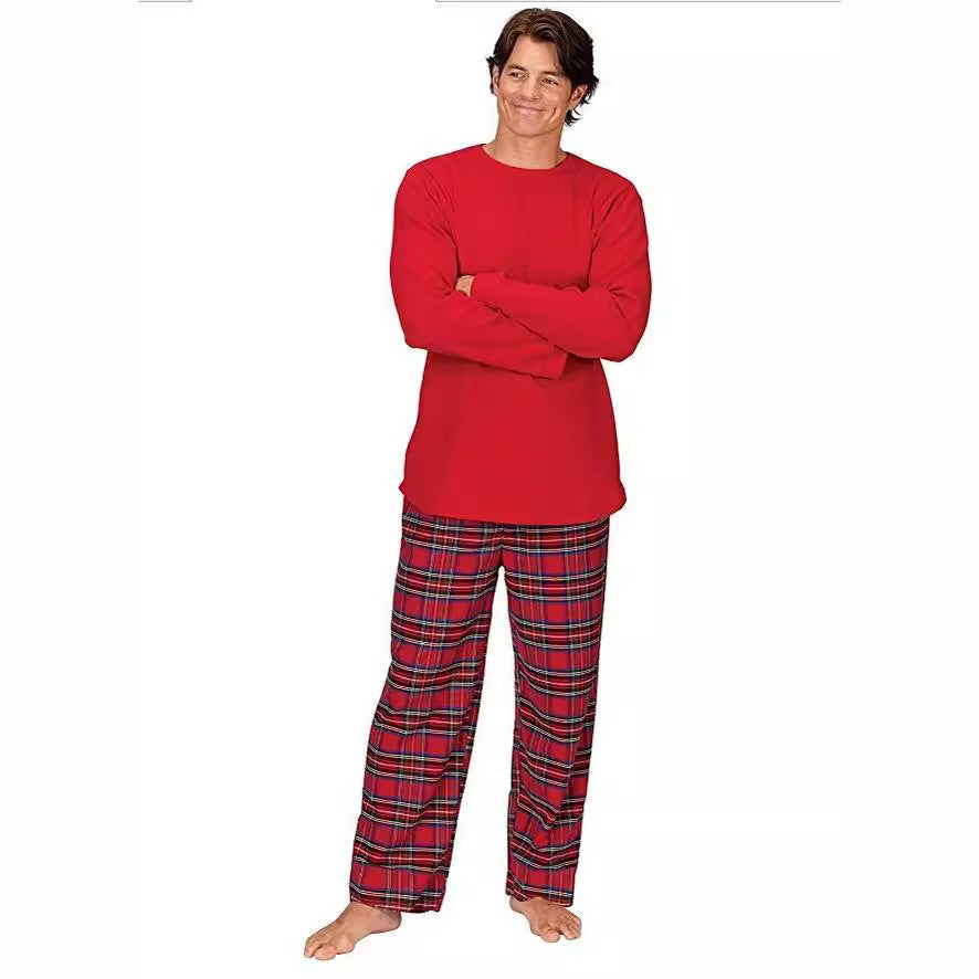 Christmas pajama set with reindeer motif and check pattern