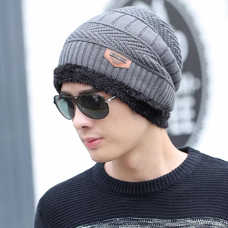 Winter Set: Padded knitted hat with ear protection and scarf